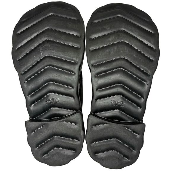 Gucci Rubber Chevron Logo Platform Thong Sandals Black Size 37 Box & Dust Bag - Picture 12 of 13